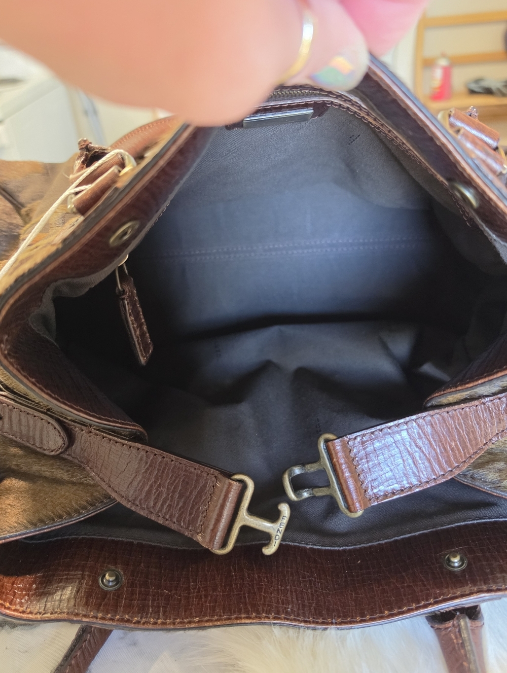 Fendi Zucca FF Pony Hair & Suede Satchel with Leather Handles EUC - Picture 16 of 16